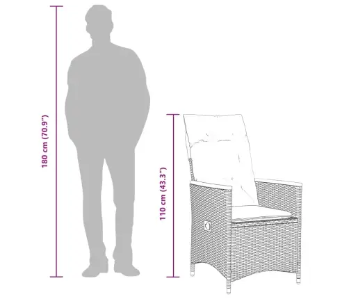 7-Daļīgs Dārza Mēbeļu Komplekts Ar Matračiem, Pe Rotangpalma Vidaxl