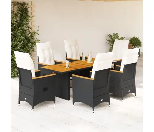 Sodo Komplektas Su Pagalvėlėmis, 7 Dalių, Juodas, Poliratanas