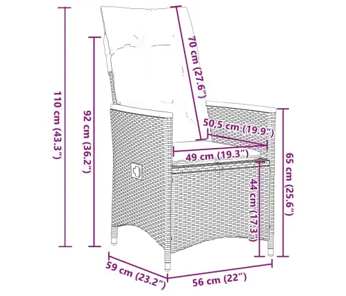 9-Osaline Aiamööbli Komplekt Patjadega, Must, Polürotang