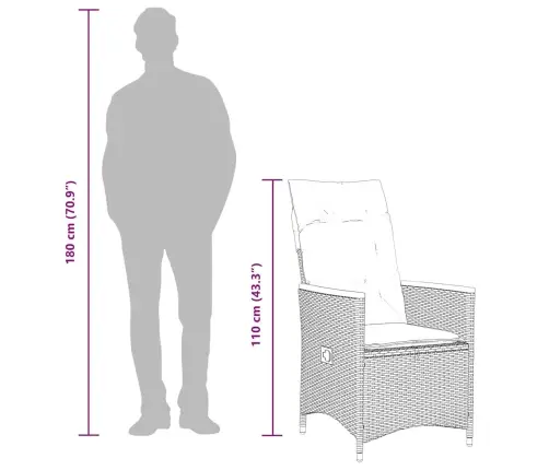 9-Osaline Aiamööbli Komplekt Patjadega, Must, Polürotang