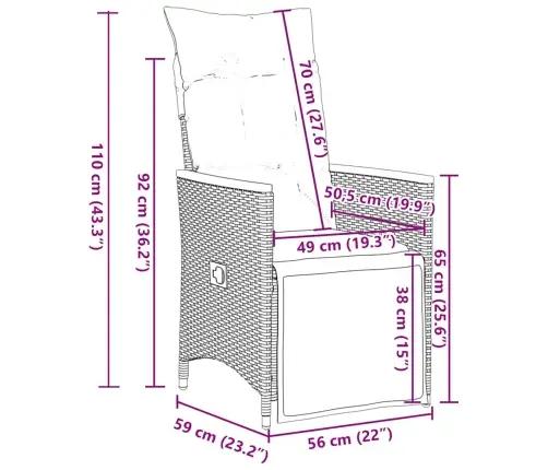 9-Osaline Aiamööbli Komplekt Patjadega, Must, Polürotang