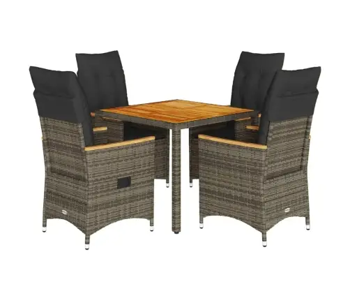 5-Osaline Aiamööbli Komplekt Patjadega, Hall, Polürotang