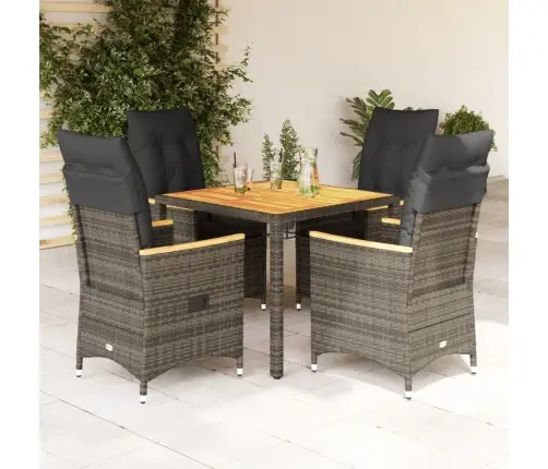 5-Osaline Aiamööbli Komplekt Patjadega, Hall, Polürotang