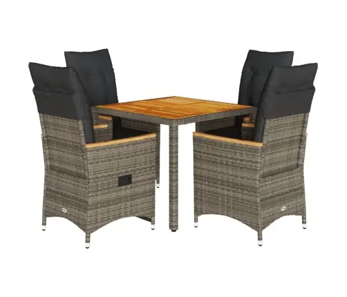 5-Osaline Aiamööbli Komplekt Patjadega, Hall, Polürotang