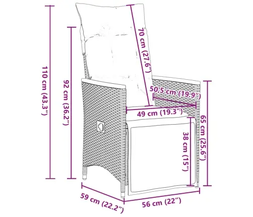 5-Osaline Aiamööbli Komplekt Patjadega, Hall, Polürotang