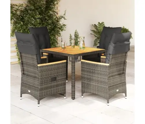 5-Osaline Aiamööbli Komplekt Patjadega, Hall, Polürotang