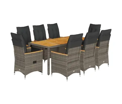 9-Daļīgs Dārza Mēbeļu Komplekts Ar Matračiem, Pe Rotangpalma Vidaxl