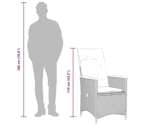 9-Daļīgs Dārza Mēbeļu Komplekts Ar Matračiem, Pe Rotangpalma Vidaxl