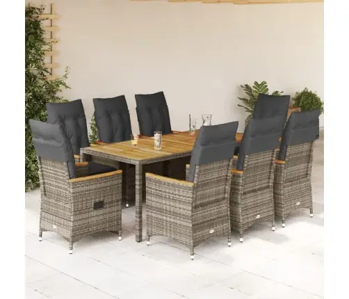 9-Daļīgs Dārza Mēbeļu Komplekts Ar Matračiem, Pe Rotangpalma Vidaxl