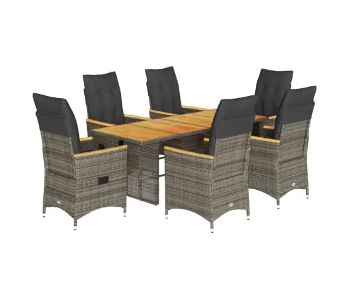 7-Daļīgs Dārza Mēbeļu Komplekts, Matrači, Pelēka Pe Rotangpalma Vidaxl 7-Daļīgs Dārza Mēbeļu Komplekts, Matrači, Pelēka Pe Rotangpalma Vidaxl