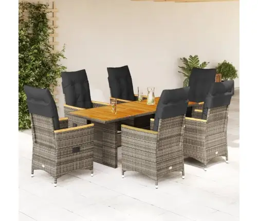 7-Daļīgs Dārza Mēbeļu Komplekts, Matrači, Pelēka Pe Rotangpalma Vidaxl 7-Daļīgs Dārza Mēbeļu Komplekts, Matrači, Pelēka Pe Rotangpalma Vidaxl