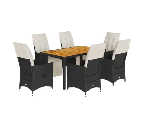 Sodo Komplektas Su Pagalvėlėmis, 7 Dalių, Juodas, Poliratanas