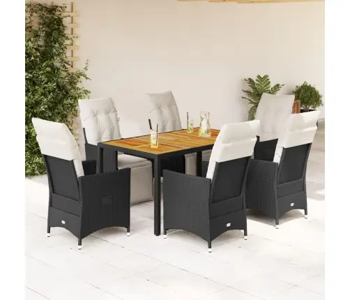 Sodo Komplektas Su Pagalvėlėmis, 7 Dalių, Juodas, Poliratanas