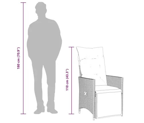 7-Daļīgs Dārza Mēbeļu Komplekts Ar Matračiem, Pe Rotangpalma Vidaxl