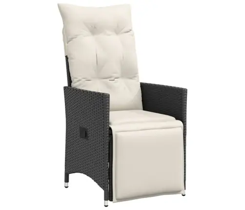 9-Daļīgs Dārza Mēbeļu Komplekts, Matrači, Melns, Pe Rotangpalma Vidaxl