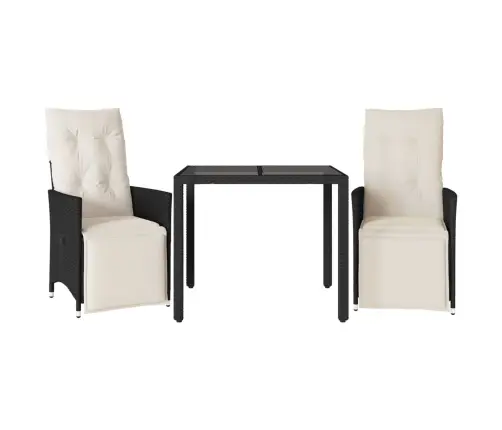 3-Osaline Bistrookomplekt Patjadega, Must, Polürotang