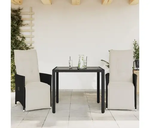 3-Osaline Bistrookomplekt Patjadega, Must, Polürotang