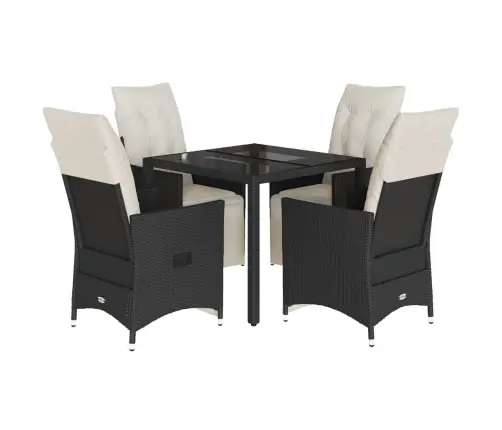 5-Daļīgs Dārza Mēbeļu Komplekts, Matrači, Melna Pe  Rotangpalma Vidaxl