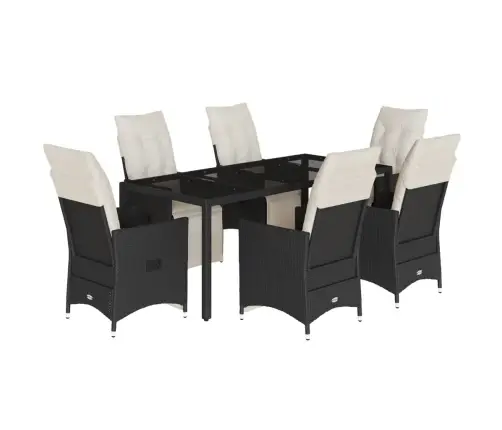 Sodo Komplektas Su Pagalvėlėmis, 7 Dalių, Juodas, Poliratanas