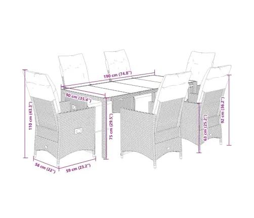 Sodo Komplektas Su Pagalvėlėmis, 7 Dalių, Juodas, Poliratanas