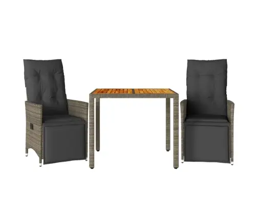 3-Daļīgs Bistro Mēbeļu Komplekts, Matrači, Pelēks Pe Vidaxl