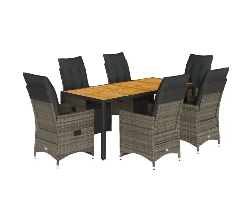 7-Daļīgs Bistro Mēbeļu Komplekts, Matrači, Pelēks Pe Vidaxl