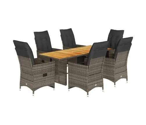 7-Daļīgs Bistro Mēbeļu Komplekts, Matrači, Pelēks Pe Vidaxl