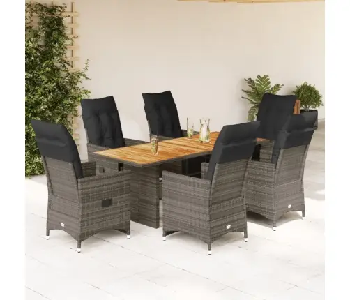 7-Daļīgs Bistro Mēbeļu Komplekts, Matrači, Pelēks Pe Vidaxl