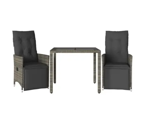 3-Daļīgs Bistro Mēbeļu Komplekts, Matrači, Pelēks Pe Vidaxl