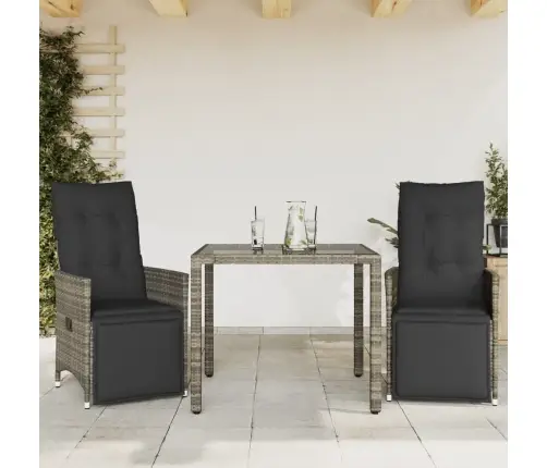 3-Daļīgs Bistro Mēbeļu Komplekts, Matrači, Pelēks Pe Vidaxl