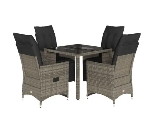 5-Daļīgs Bistro Mēbeļu Komplekts, Matrači, Pelēks Pe Vidaxl