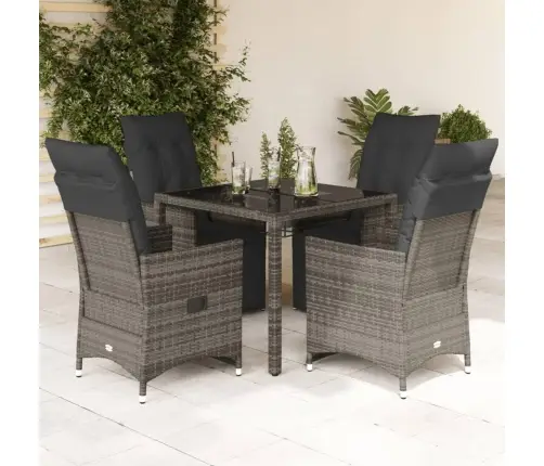 5-Daļīgs Bistro Mēbeļu Komplekts, Matrači, Pelēks Pe Vidaxl