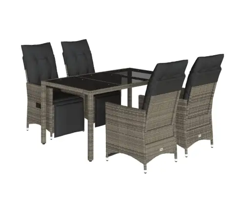 5-Daļīgs Bistro Mēbeļu Komplekts, Matrači, Pelēks Pe Vidaxl