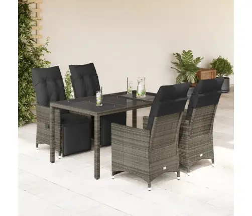 5-Daļīgs Bistro Mēbeļu Komplekts, Matrači, Pelēks Pe Vidaxl