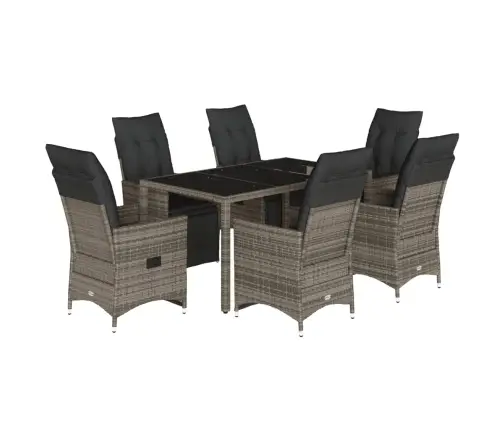 7-Daļīgs Bistro Mēbeļu Komplekts, Matrači, Pelēks Pe Vidaxl