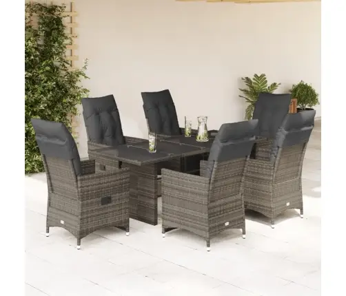 7-Osaline Aia Bistrookomplekt Patjadega, Hall, Polürotang