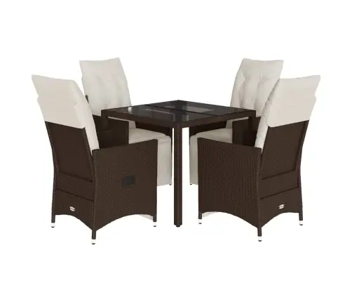 5-Daļīgs Bistro Mēbeļu Komplekts, Matrači, Brūna Pe Rotangpalma Vidaxl