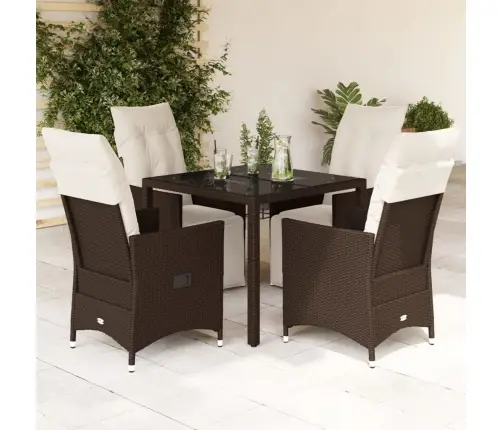5-Daļīgs Bistro Mēbeļu Komplekts, Matrači, Brūna Pe Rotangpalma Vidaxl
