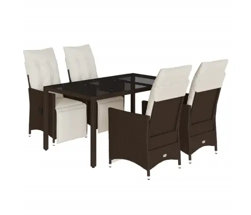 Bistro Komplektas Su Pagalvėlėmis, 5 Dalių, Rudas, Poliratanas