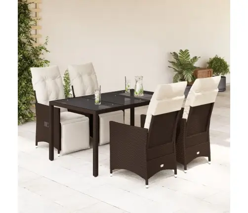 Bistro Komplektas Su Pagalvėlėmis, 5 Dalių, Rudas, Poliratanas