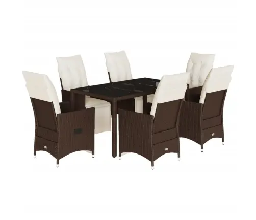 7-Daļīgs Bistro Mēbeļu Komplekts, Matrači, Brūna Pe Vidaxl