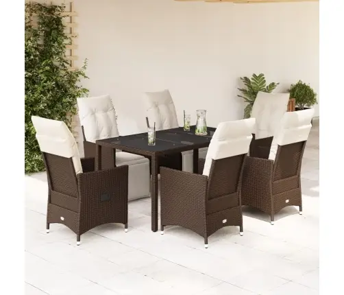 7-Daļīgs Bistro Mēbeļu Komplekts, Matrači, Brūna Pe Vidaxl