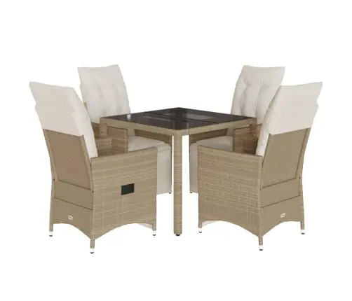 5-Daļīgs Bistro Mēbeļu Komplekts, Matrači, Bēša Pe Rotangpalma Vidaxl