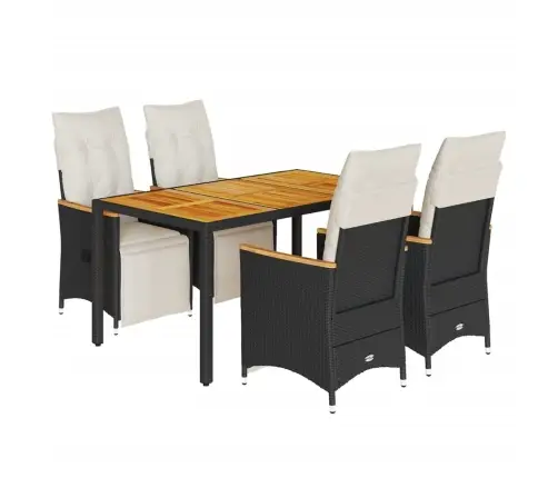 5-Daļīgs Bistro Mēbeļu Komplekts, Matrači, Melna Pe Rotangpalma Vidaxl