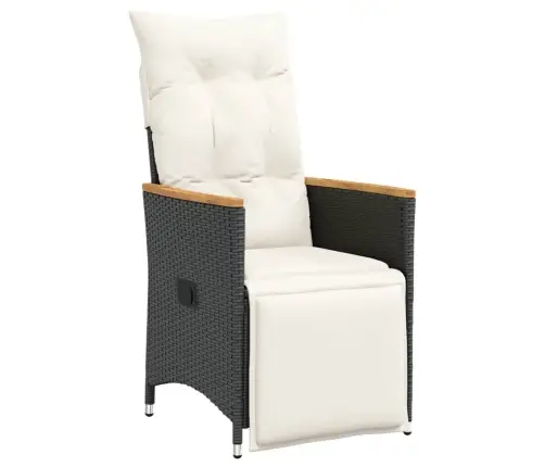 9-Daļīgs Bistro Mēbeļu Komplekts, Matrači, Melna Pe Rotangpalma Vidaxl