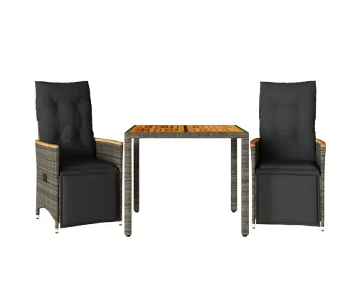 3-Daļīgs Bistro Mēbeļu Komplekts, Matrači, Pelēks Pe Vidaxl