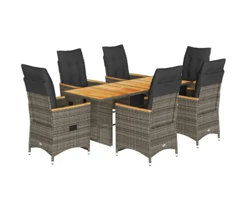 7-Daļīgs Bistro Mēbeļu Komplekts, Matrači, Pelēks Pe Vidaxl