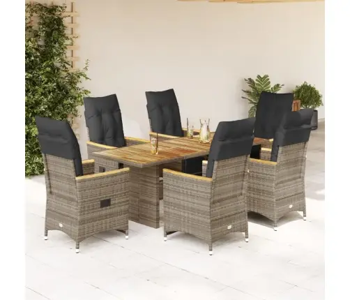 7-Daļīgs Bistro Mēbeļu Komplekts, Matrači, Pelēks Pe Vidaxl