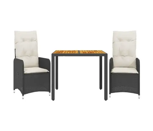 3-Osaline Aia Bistrookomplekt Patjadega, Must, Polürotang