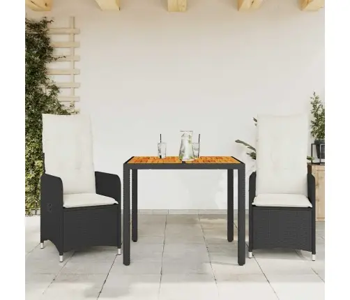 3-Osaline Aia Bistrookomplekt Patjadega, Must, Polürotang